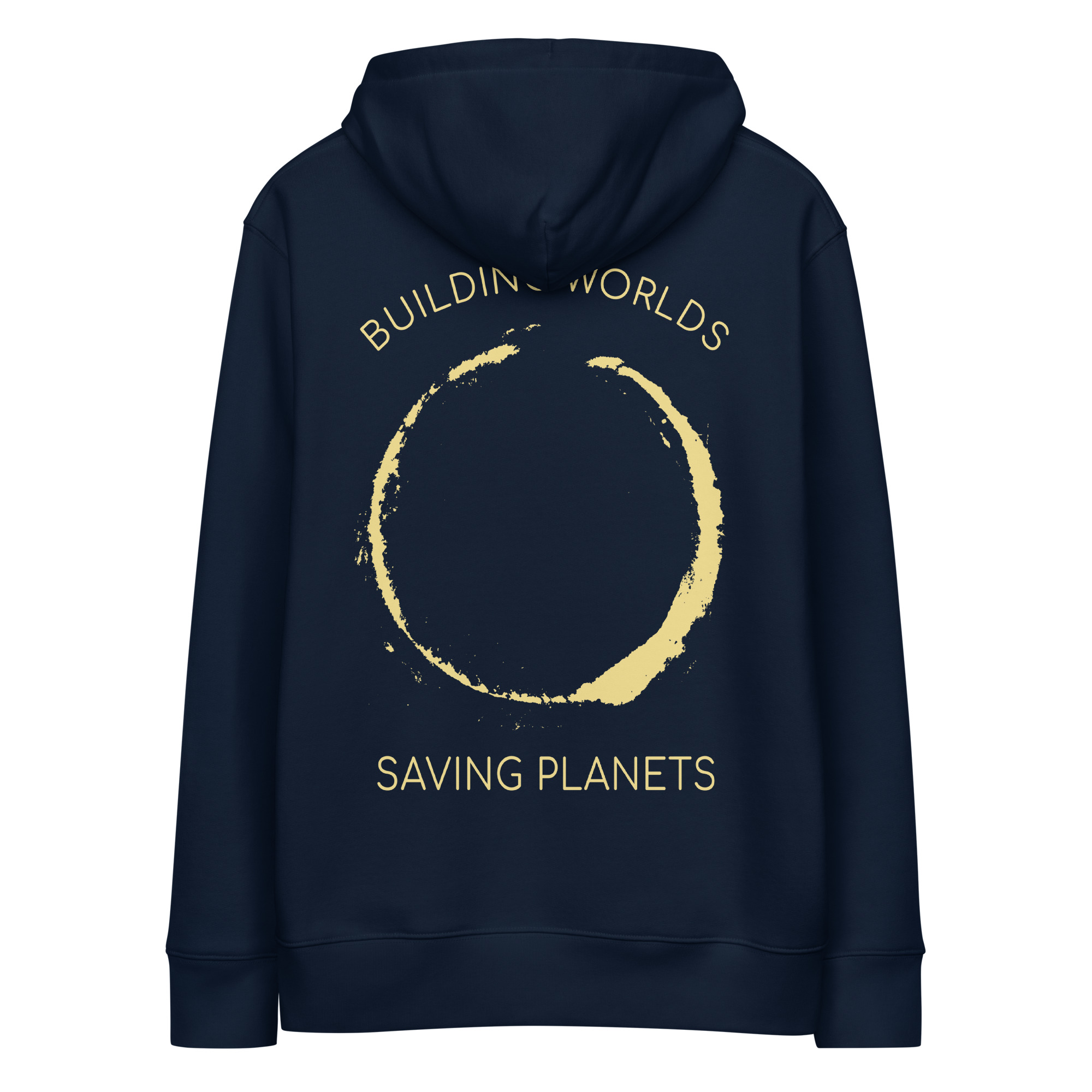 Unisex essential eco hoodie french navy back 6915c64dd790f.jpg